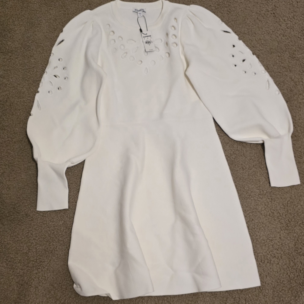 Express White Mini Dress with Cut-Out Details